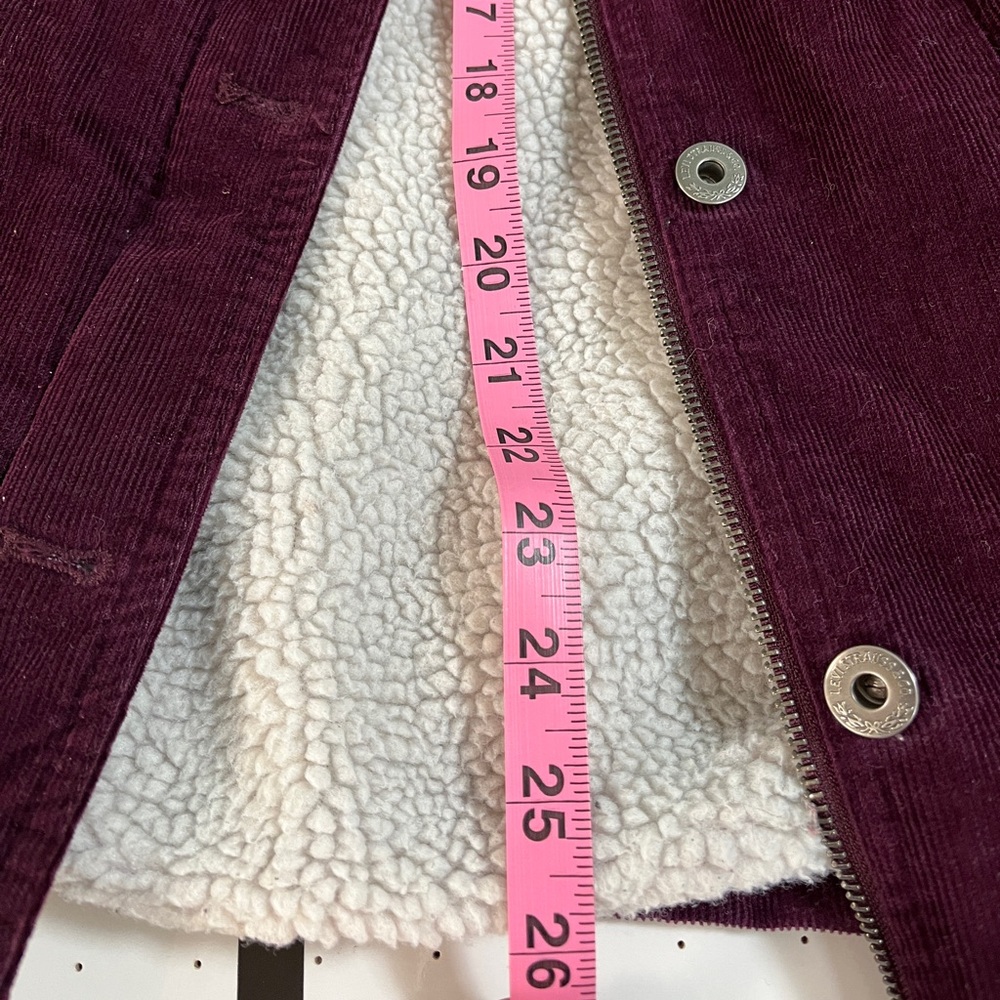Levi Strauss plum purple sherpa fleece inside corduroy trucker jacket M - Picture 14 of 14